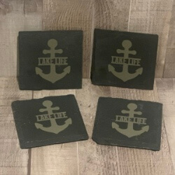 Lake Life Anchor Slate Coaster handcrafted by Triple R Designs